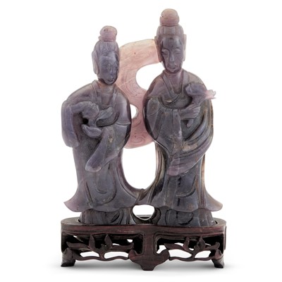 Lot 30 - A Pair of Chinese Amethyst Conjoined Figures