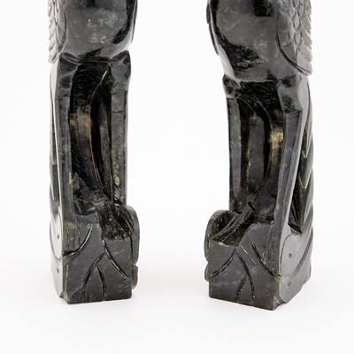 Lot 14 - A Pair of Chinese Spinach Jade Pheonix