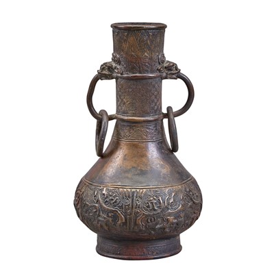 Lot 129 - A Chinese Archaistic Bronze Bottle Vase