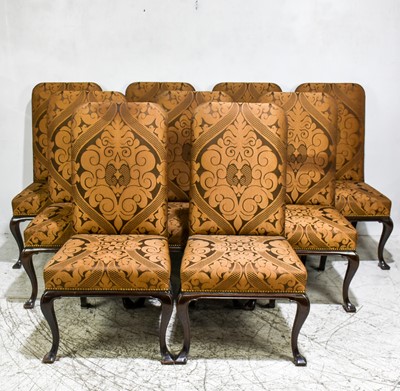 Lot 397 - Set of Nine Georgian Style Mahogany Highback Side Chairs