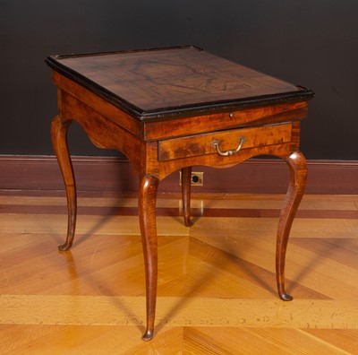 Lot 224 - Continental Rococo Inlaid Walnut and Maple Tric Trac Table