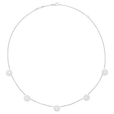 Lot 131 - Van Cleef & Arpels White Gold and Diamond 'Snowflake' Necklace, France