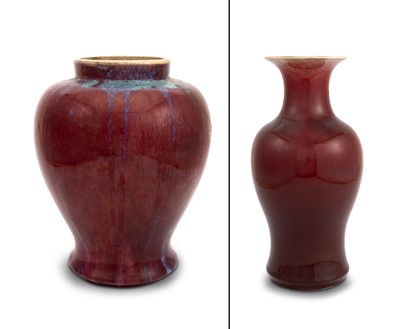 Lot 242 - Two Chinese Flambé Glazed Porcelain Vase and Jar