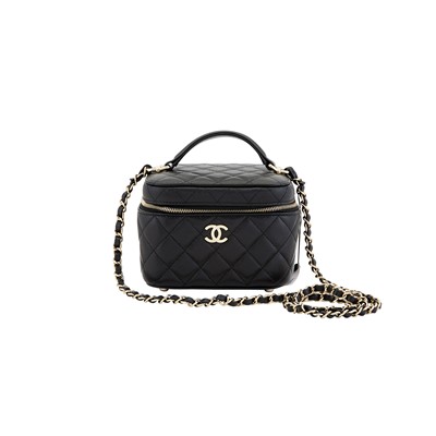 Lot 1225 - Chanel Black Quilted Caviar Mini Vanity Case