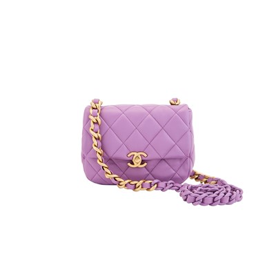 Lot 1229 - Chanel Purple Calfskin Mini Flap Bag