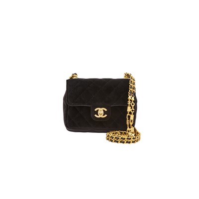 Lot 1223 - Chanel Black Velvet Mini Flap Bag