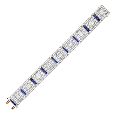 Lot 300 - Tiffany & Co. Platinum, Diamond and Sapphire Bracelet