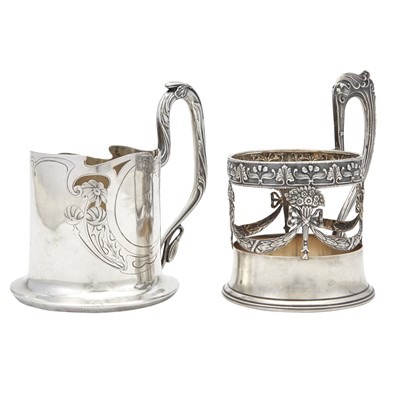 Lot 39 - Two Russian Silver Tea Glass Holders