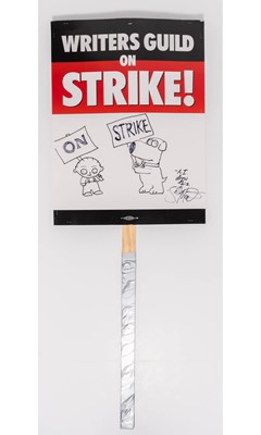 Lot 5018 - A Writers Guild Strike sign by Family Guy creator Seth MacFarlane
