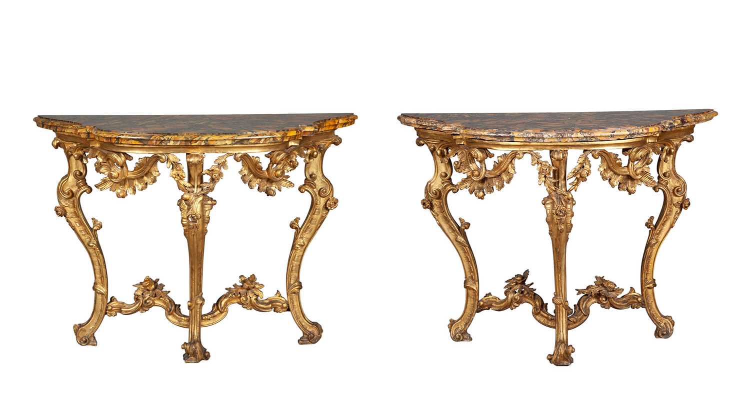 Lot 659 - Pair of Italian Giltwood Consoles