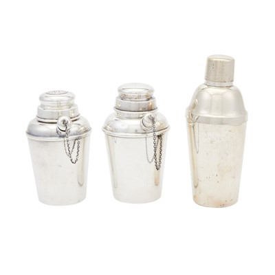 Lot 169 - Three Sterling Silver Individual Cocktail Shakers