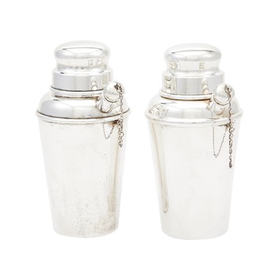 Lot 165 - Pair of American Sterling Silver One Pint Cocktail Shakers