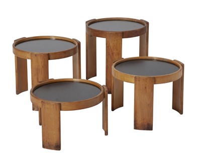 Lot 211 - Set of Four Gianfranco Frattini for Cassina Stained Wood and Laminate Modular Nesting Tables