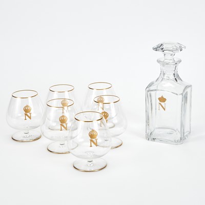 Lot 440 - Glass Decanter Together with Six Brandy Snifters