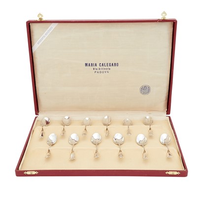 Lot 481 - Cased Set of Twelve Italian Silver Demitasse Spoons