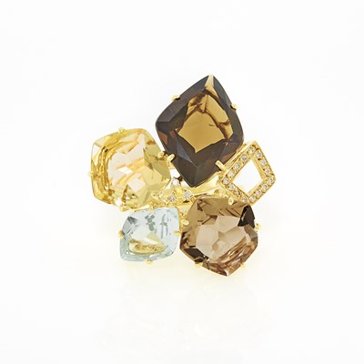Lot 1240 - Vianna Brasil Gold, Gem-Set and Diamond Cluster Ring