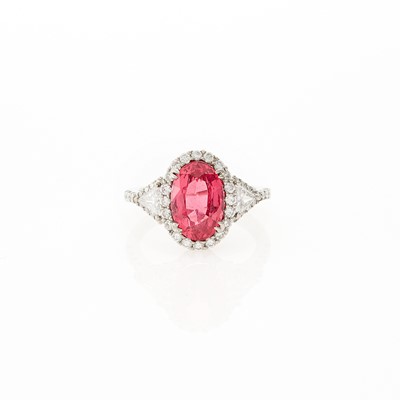 Lot 1192 - White Gold, Pink Spinel and Diamond Ring