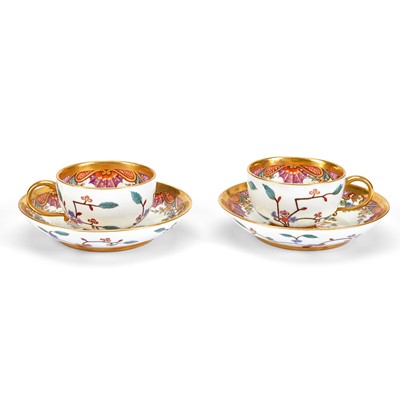 Lot 477 - Two Meissen Porcelain Teacups and Saucers
