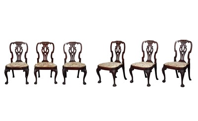 Lot 769 - Set of Six Irish George II Solid Mahogany Side Chairs