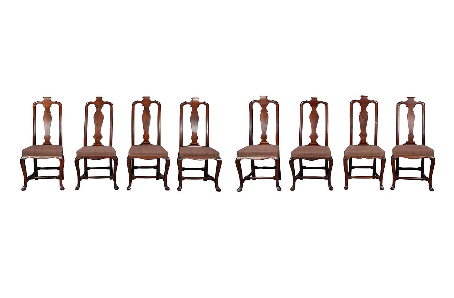 Lot 760 - Assembled Set of Eight Queen Anne Walnut and Beechwood Dining Chairs