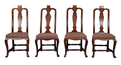 Lot 760 - Assembled Set of Eight Queen Anne Walnut and Beechwood Dining Chairs