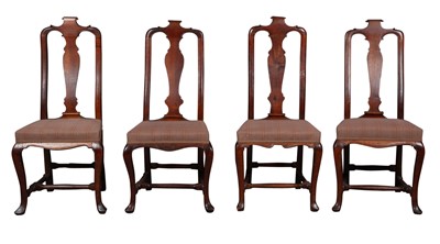 Lot 760 - Assembled Set of Eight Queen Anne Walnut and Beechwood Dining Chairs