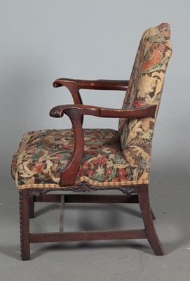 Lot 764 - English Mahogany Needlework Upholstered Open Armchair