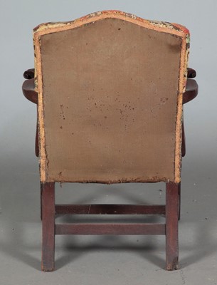 Lot 764 - English Mahogany Needlework Upholstered Open Armchair