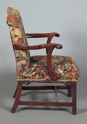 Lot 764 - English Mahogany Needlework Upholstered Open Armchair