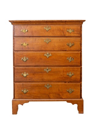 Lot 1053 - Chippendale Maple Chest Over Three Drawers