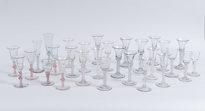 Lot 1038 - Group of English or Dutch Free Blown Twist Stem Wine Glasses