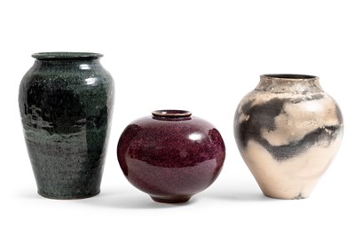 Lot 1081 - Three Glazed Pottery Vases