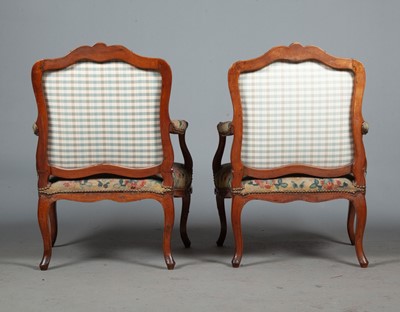 Lot 757 - Pair of Louis XV  Walnut Fauteuils