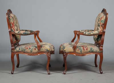 Lot 757 - Pair of Louis XV  Walnut Fauteuils