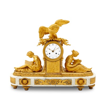 Lot 727 - Louis XVI Ormolu and White Marble Mantel Clock
