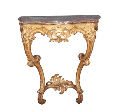 Lot 725 - Pair of Louis XV  Giltwood Consoles