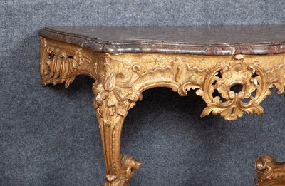 Lot 725 - Pair of Louis XV  Giltwood Consoles