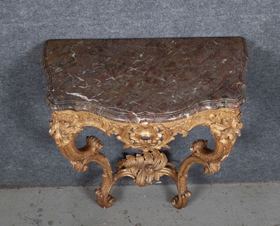 Lot 725 - Pair of Louis XV  Giltwood Consoles