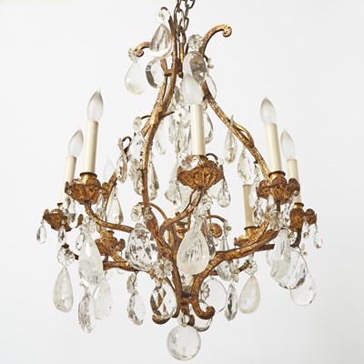 Lot 307 - Louis XV Style Gilt-Metal, Glass and Rock Crystal Eight-Light Chandelier