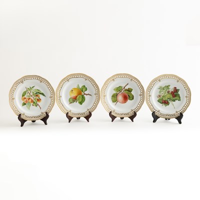 Lot 34 - Set of Four Royal Copenhagen Porcelain "Flora Danica" Dessert Plates