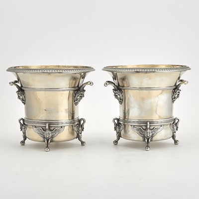 Lot 114 - Royal Interest: Pair of French Empire Silver-Gilt Wine Coolers with the Royal Arms of Hanover