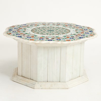 Lot 219 - Indian Style Pietra Dura and Mother-of-Pearl Inlaid Marble Low Table