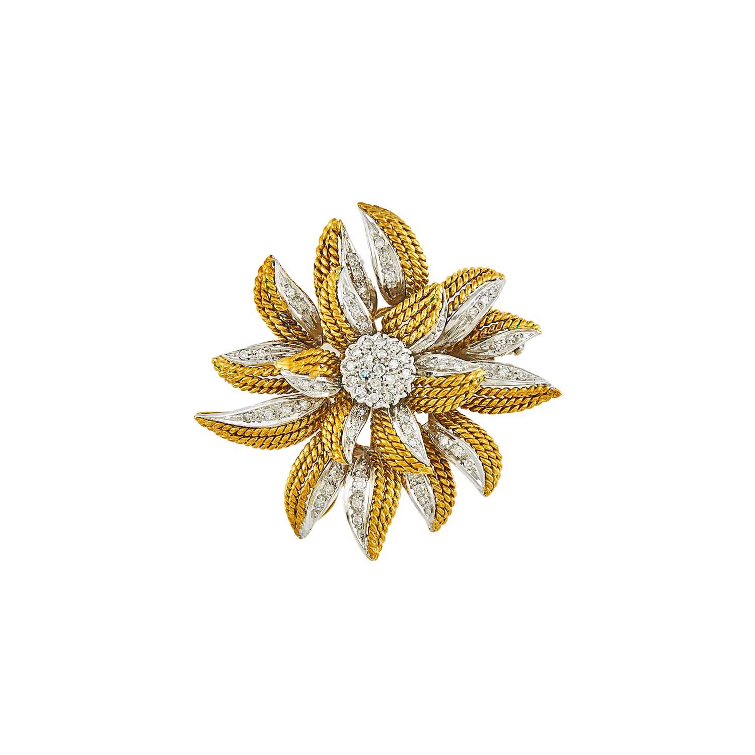 Lot 2109 - Two-Color Gold and Diamond Brooch