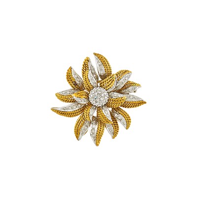 Lot 2109 - Two-Color Gold and Diamond Brooch