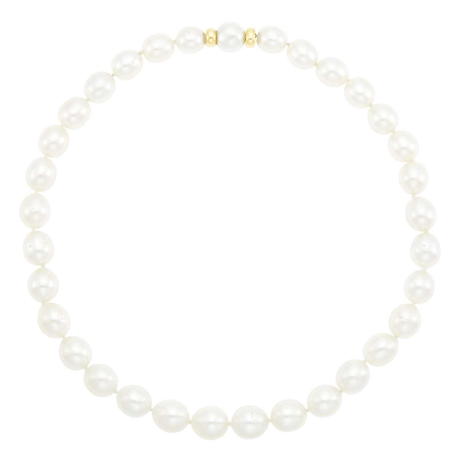 Lot 2177 - South Sea Cultured Pearl and Gold Necklace