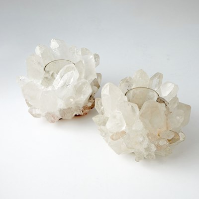 Lot 215 - Pair of Rock Crystal Votives