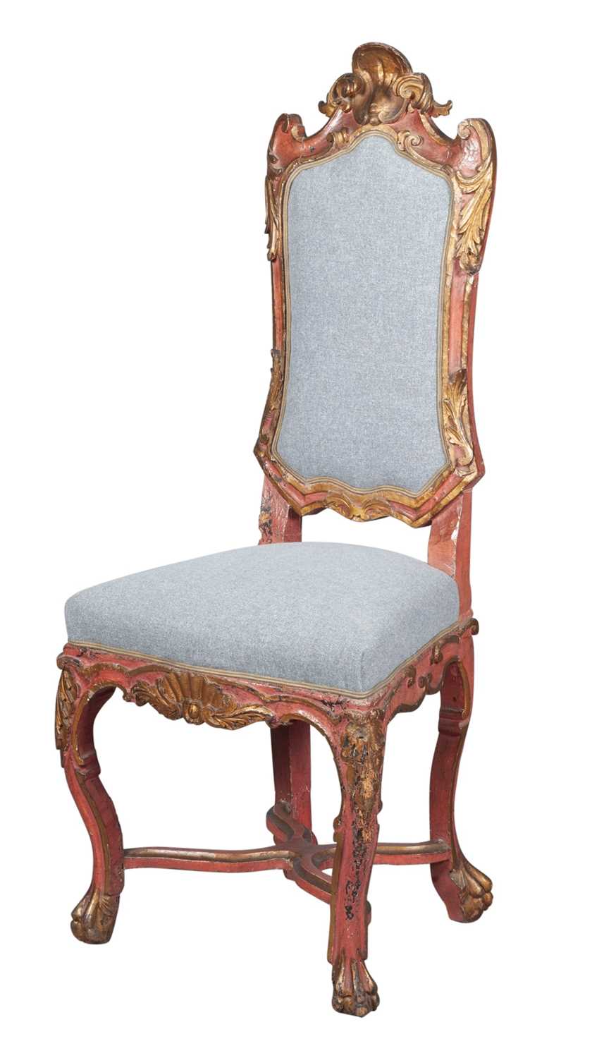 Lot 660 - Venetian Rococo Painted and Parcel-Gilt Side Chair