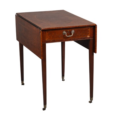 Lot 810 - George III Inlaid Burr Yew Pembroke Table, in the manner of Mayhew and Ince