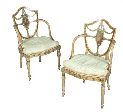 Lot 149 - Pair of George III Painted Open Armchairs