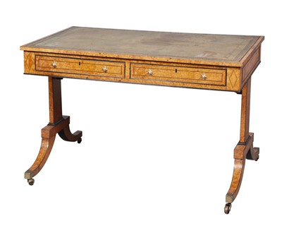 Lot 812 - Regency Ebony Inlaid and Part-Ebonized Amboyna Writing Table